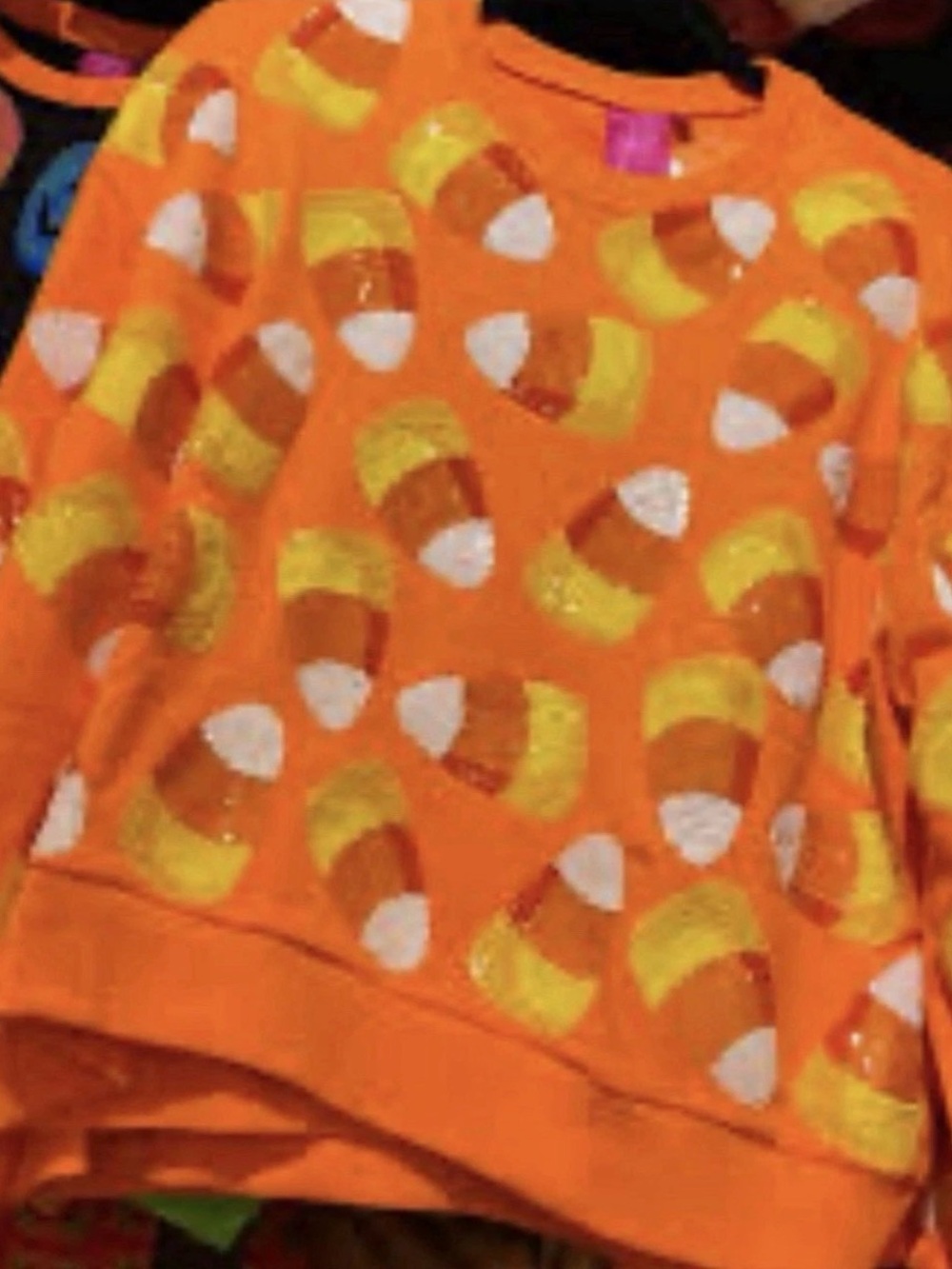 🎃Queen Of Sparkles GIRLS’ M Candy Corn Sweatshirt EUC